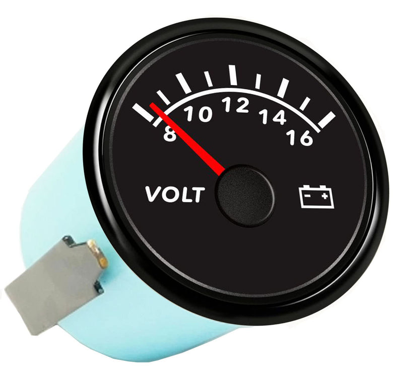 52mm Digital Voltmeter Universal Voltage Meter Volt Gauge for Motorcycle Marine Boat Car Truck 8-16V Waterproof with Red Backlight Waterproof Black