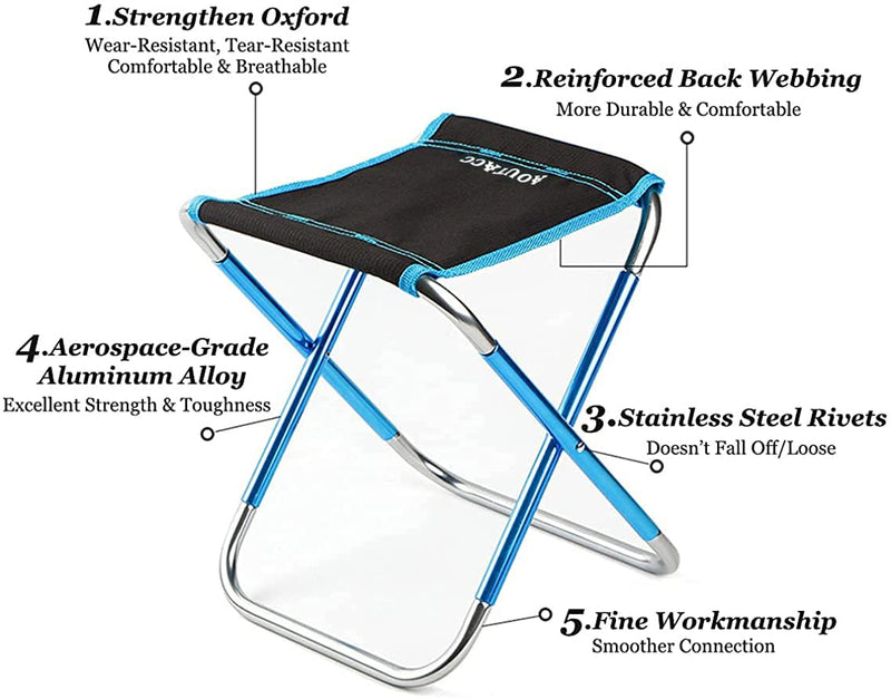 AOUTACC Ultralight Portable Folding Camping Stool for Outdoor Fishing Hiking Backpacking Travelling(XL:13"x14"x15";Large:11.8"x11"x11.4"; Medium:8.3"x9.5"x 11") 8.3"x9"x10.6" Blue and Black