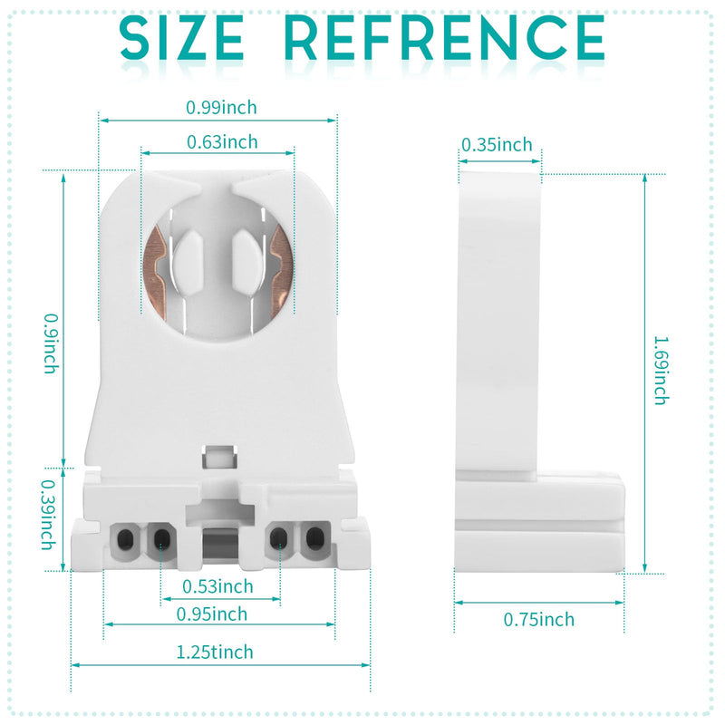 Hortsun 100 Pack Non Shunted LED Tombstones T8 T10 T12 Lamp Holder, Bulb Holder Non Shunted Tombstones T8 LED Fluorescent Tube Replacement Light Socket for Ballasts Replacements Kit (Without Wire) Without Wire