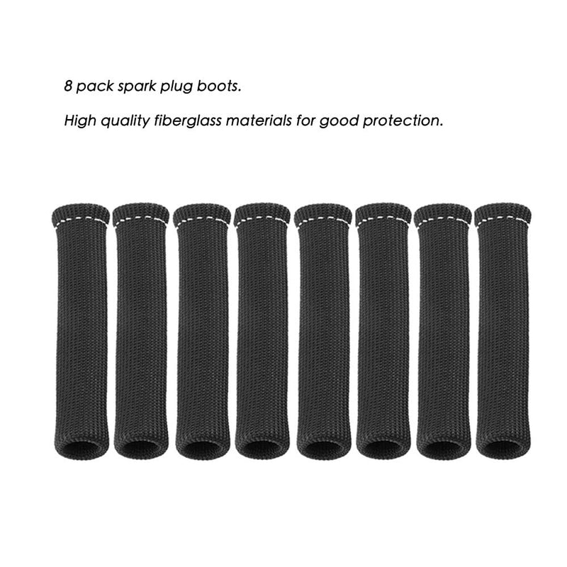 Spark Plug Wire Heat Shield 8pcs 2500° Spark Plug Heat Shield Sleeve Spark Plug Boot Protector Spark Plug Covers For LS1/LS2 (Black) Black