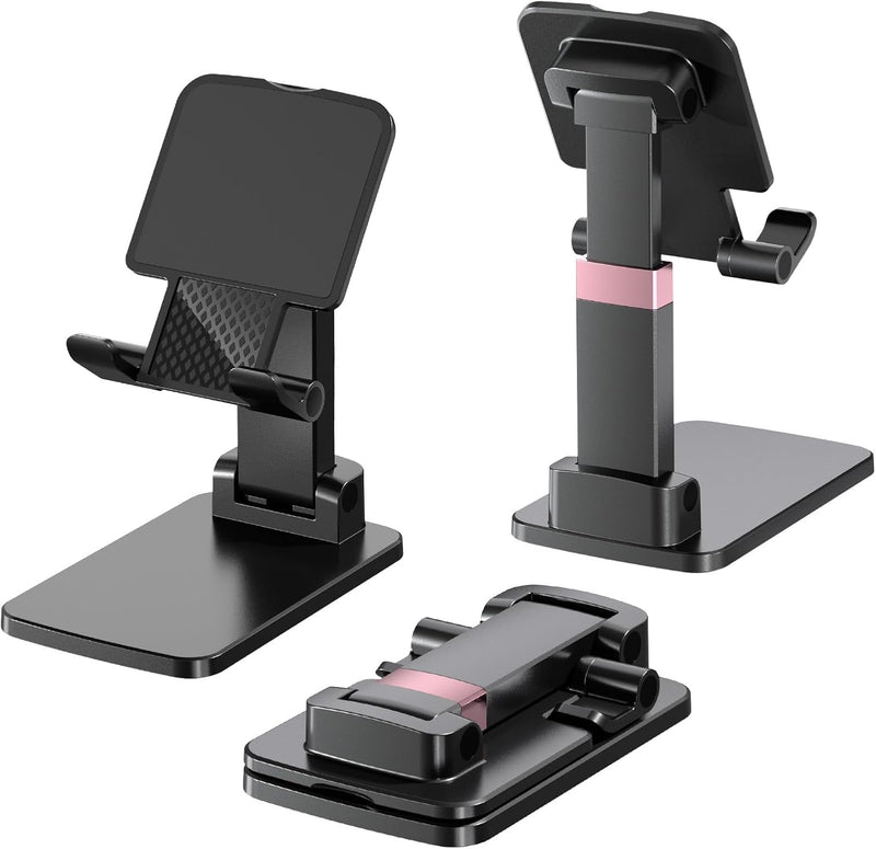 Phone Stand for Desk | Adjustable, Foldable Holder, Stable Base, Non-Slip Design, Compatible with iPhone, Android Phones and Tablets