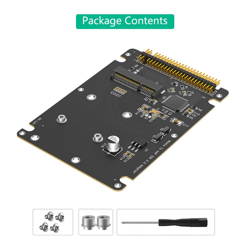 MSATA to 44 Pin IDE Adapter, Support Half Size and Full Size mSATA SSD, Compatible with 2.5" ID, (Black)