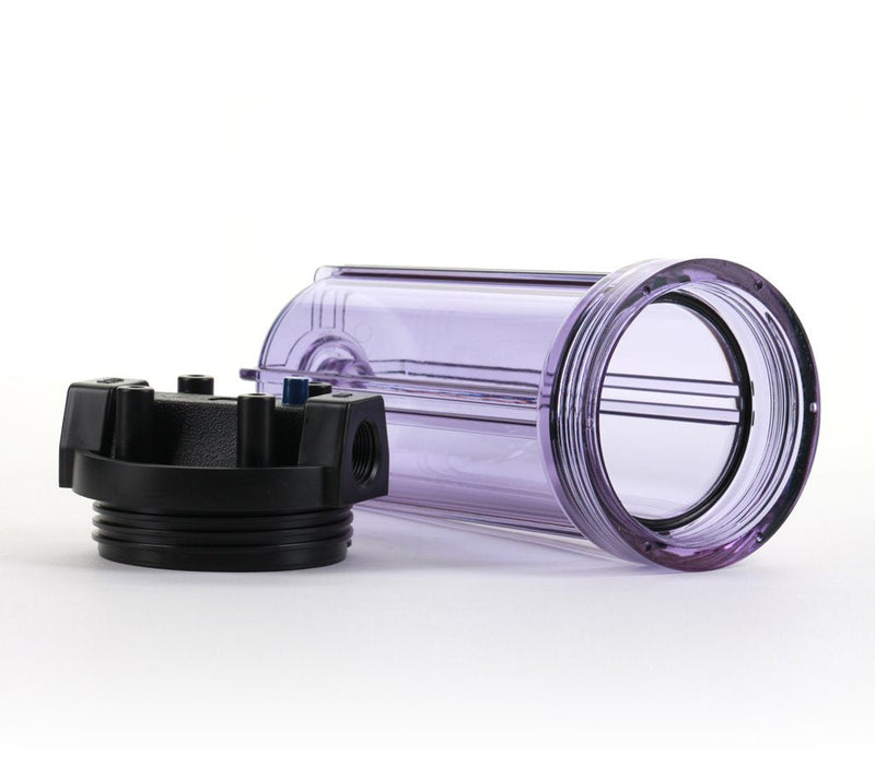 Hydronix HF5-10CLBK34PR Water Filter Housing 10" RO, Whole House, Hydroponics - 3/4" Ports, Clear Body w/PR 1 Count (Pack of 1)