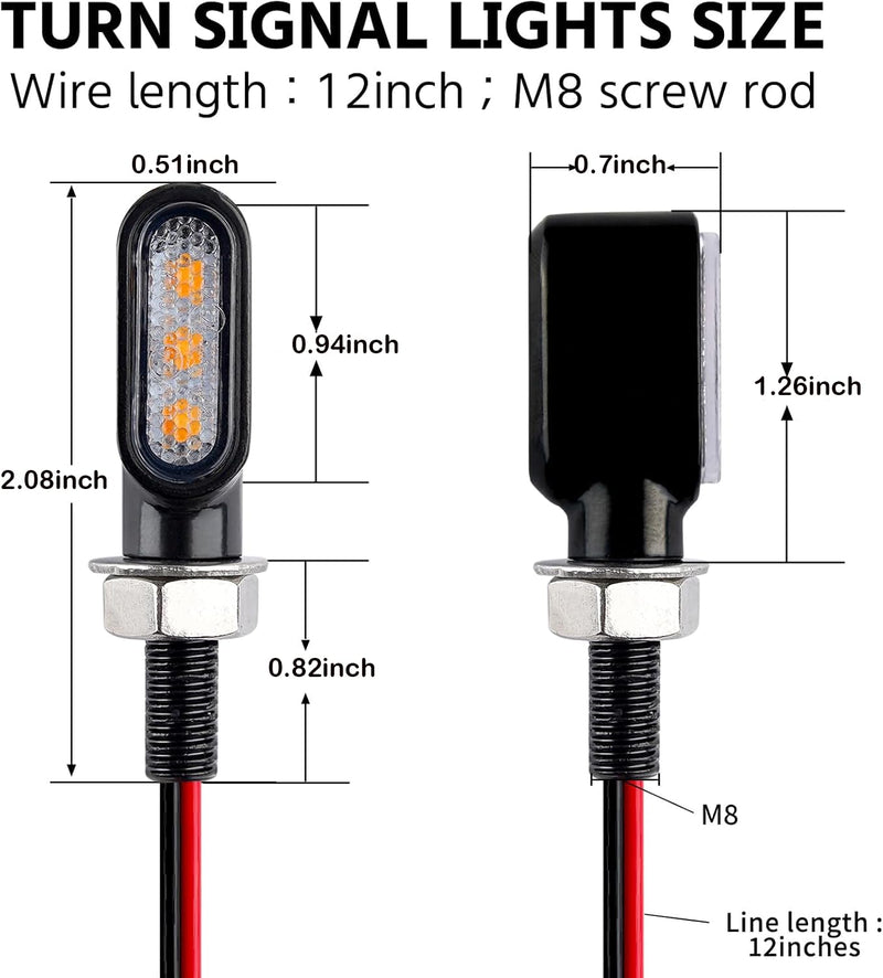 mini led turn signals motorcycle blinkers dirt bike Rear front turn signals universal bullet signal lights suitable for honda harley suziki motorycles (TURN03) 3 led chips