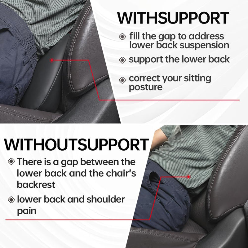 1p Memory Foam Lumbar Support Pillow for car Lower Back Pain Relief - Back Cushion for Driving, Chair Support for Car-Office Chair（Black&Red） Black&red