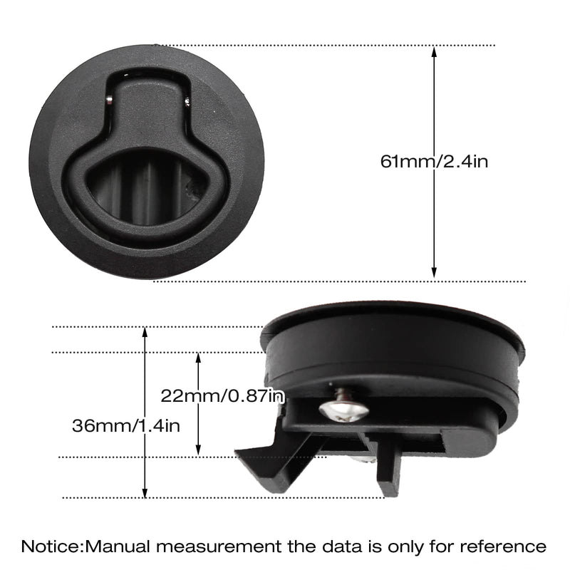 MDEOOSKY 4PCS Boat Latches, 2" Slam Latch Hatch Round Pull Marine, Boat Flush Pull Hatch, Latch Locking for Boat, Handle Round Deck Hatch, Black