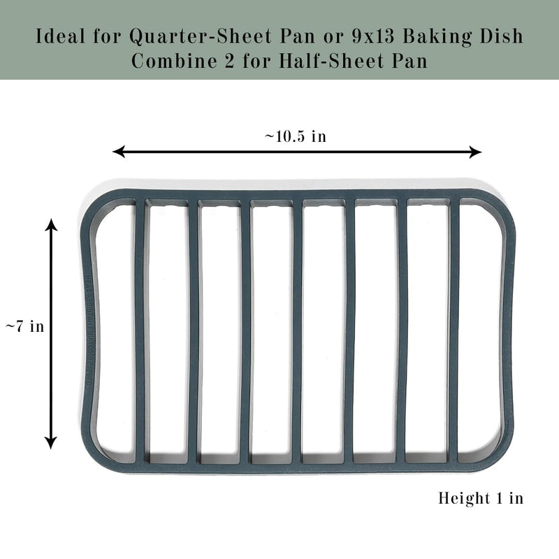 The Silicone Kitchen Silicone Roasting Rack Pan Extra Large, Dishwasher Safe, BPA Free, Non-Toxic, 7 in by 10.75 in, Navy, 2 Pack Vintage Navy
