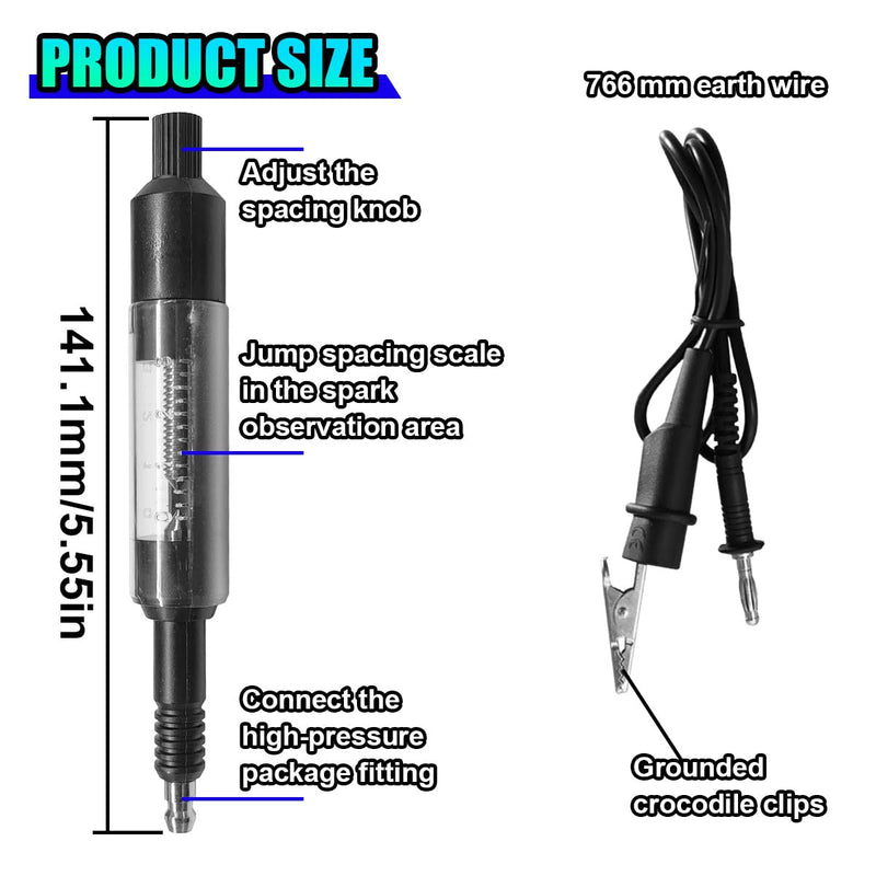 Car Spark Plug Tester, Adjustable Ignition Coil Tester Tool with Cable, Spark Plug Diagnostic Tool, Spark Detector Gauge, Automotive Ignition System Testers for Car, Motorcycle, SUV