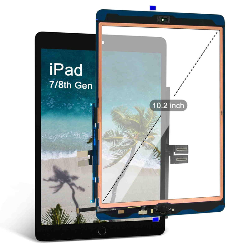 for iPad 7th/8th Generation Screen Replacement Glass Touch Digitizer 10.2", for 7 7th 8 8th Gen A2428 A2429 A2430 A2270 A2200 A2198 A2197 Touch Glass with Home Button[NO Fingerprint Reader] [Black]