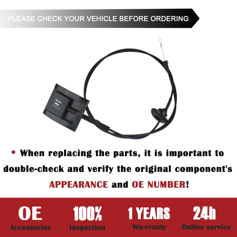 TQPONLY 912-042 Hood Release Cable & Pull Handle Compatible with Ford Bronco F150 F250 F350 Pickup Super Duty Replaces F2TZ16916A
