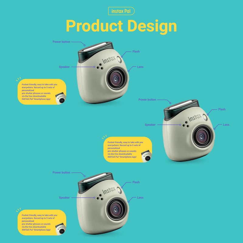 FUJIFILM INSTAX PAL Fuji Digital Camera Lavender Blue + Custom Case & 32gb Memory Card Accessory Bundle