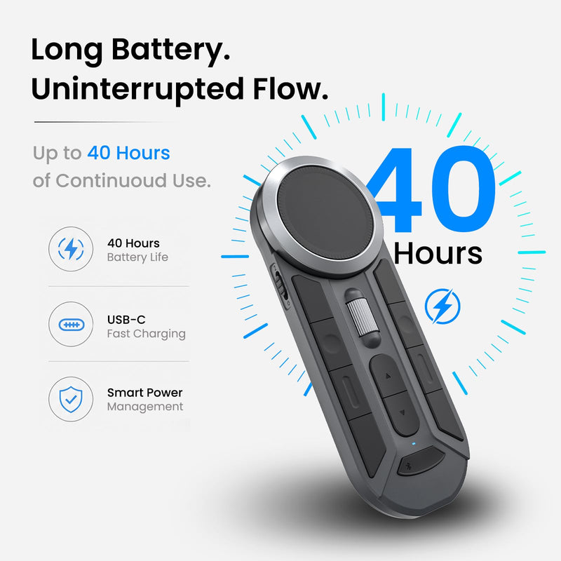 DIGIDRAW K30 Wireless Remote Controller with Dual Dial & 11 Custom Keys | Bluetooth 5.0,USB-C, 82g Lightweight, 40-Hour Battery Life, for PS/Sai/CDR