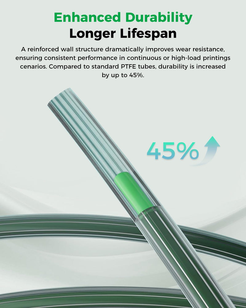 Creality PTFE Teflon Tube 4M, Upgrade Low-Resistance Star-Shaped Inner Channel Design Reduces Resistance by 30%, Support 260°C High Temperatures Printing, Precision Performance in Multicolor Printing