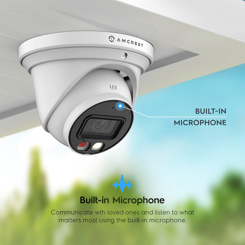 Amcrest UltraHD 4K (8MP) IP PoE AI Camera, 49ft Nightcolor, Security Outdoor Turret Camera, Built-in Microphone, Human Detection, Active Deterrent, 129° FOV, 4K@15fps IP8M-2779EW-AI (White) White