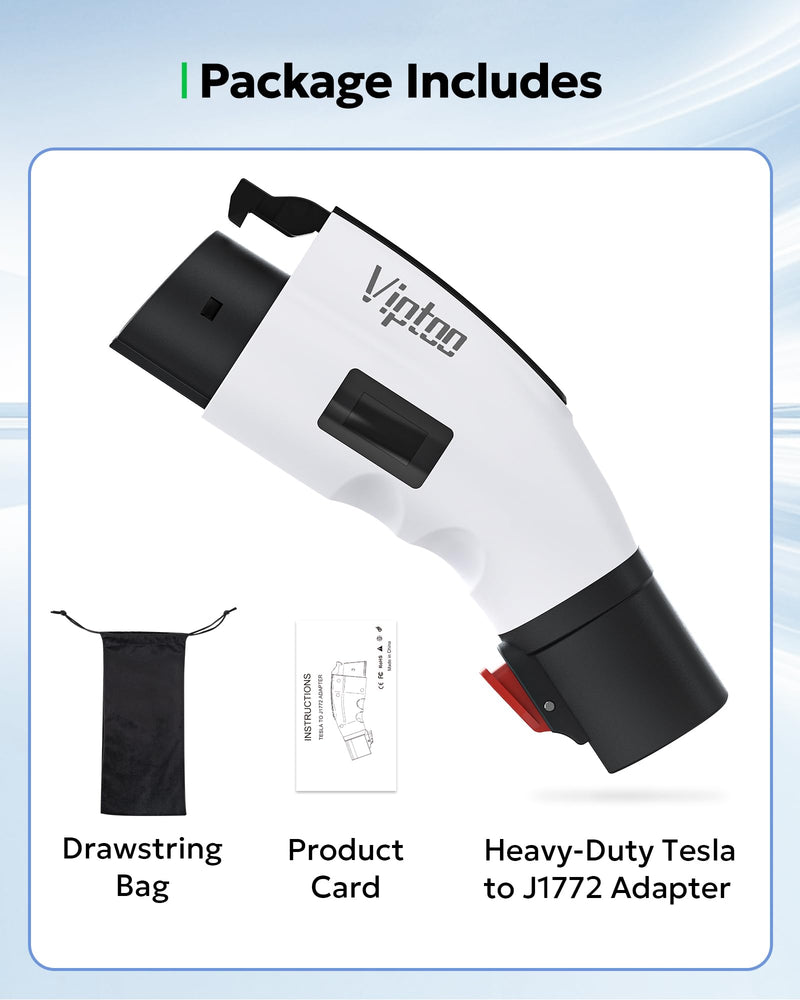 for Tesla to J1772 Adapter with Screen Display [Only to J1772], 60Amp 250V Converter with Press-Lock, Compatible with Tesla Charger Connectors, Destination/Mobile Chargers white