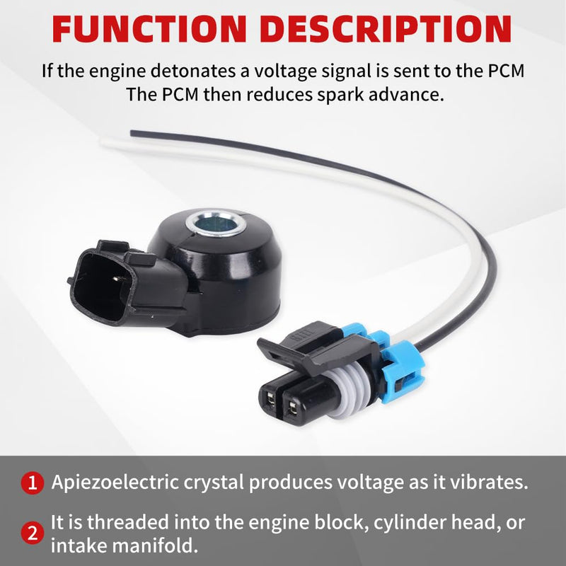 muge racing Knock Sensor 22060-7B000 with Wiring Harness Kit for Nissan Frontier Xterra Quest Villager Pathfinder 1999-2004 3.3L, 220607B000 Ignition Knock Sensor Kit Replacement, Black