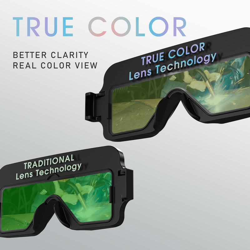 YESWELDER True Color Solar Powered Auto Darkening Welding Goggles, 2 Sensors Welder Glasses for TIG MIG MMA Plasma Lyg-y200l