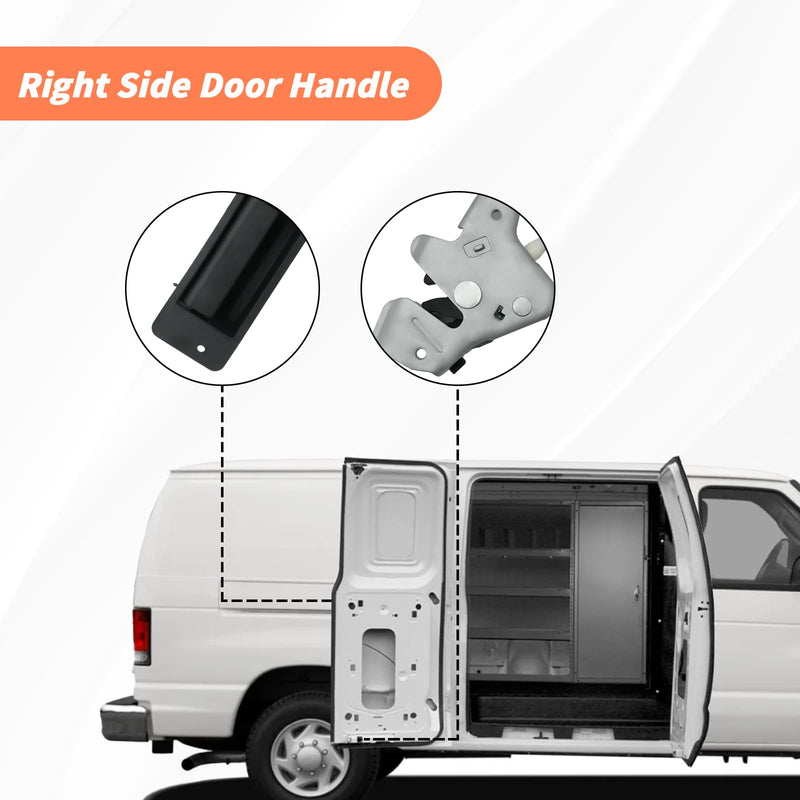 Lower Door Latch with Handle Assembly, Passenger Side, Compatible with 1992-2009 Ford E150 E250 E350 Econoline Van Super Duty, Left Hinged Door, 40% Replaces 6C2Z-15264A01-AA