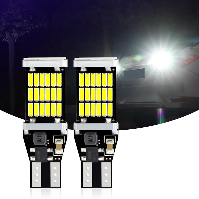 4 PCS LED Reverse Light Bulb, 360 Degree Lighting, 6500K 800LM Car Turn Signal Bulbs, T15 4014 45SMD High Brightness Brake Light for Most Cars Trucks RVs (White) 4 PCS White