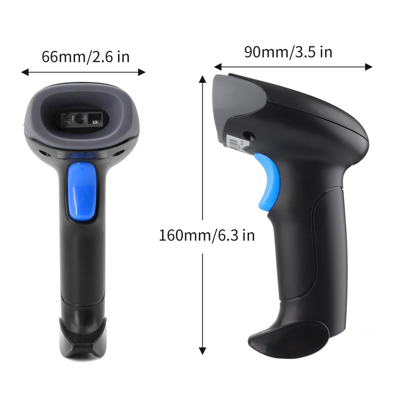 Wireless Barcode Scanner 1D QR Scanner Wireless Handheld Laser Bar Code Reader 3-in-1 with Bluetooth & 2.4G Wireless & USB Wired Works with iPad, Android Phone, iPhone, Laptop-U26 Black-U26