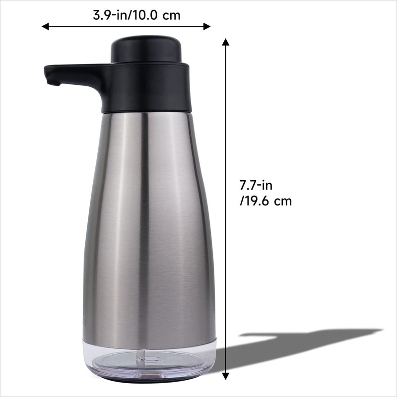 AIKE 15fl.oz Stainless Steel Liquid Soap Dispenser for Dish and Hand Soap 15 oz Brushed Stainless Steel Finish