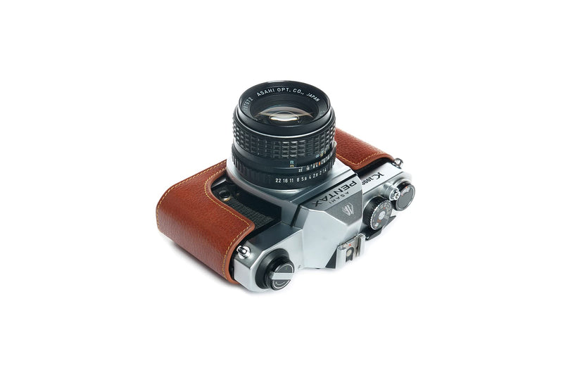 K1000 Case, BolinUS Handmade Genuine Real Leather Half Camera Case Bag Cover for Pentax Asahi K1000 Camera With Hand Strap (Brown) Brown
