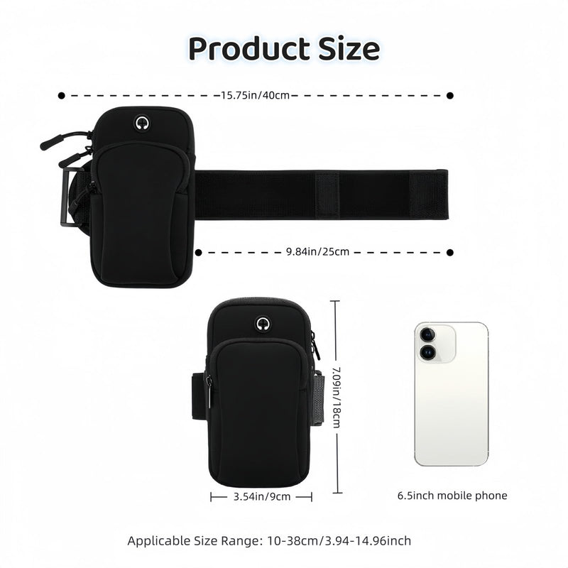 Arm Phone Holder for Running, Arm Pouch for Running Armband for Phone with Earphone Hole, Cell Phone Arm Band Fit Sport Gym Hiking B