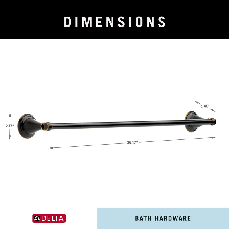 Delta Towel Rack | 24 Inch Oil Rubbed Bronze Towel Bar for Bathroom, Kitchen | Windemere Accessories Single