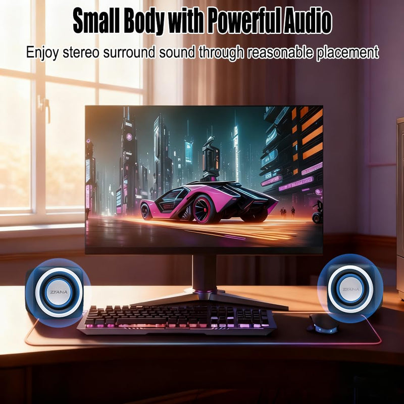 Basics Stereo 2.0 Speakers for PC or Laptop with Volume Control,USB-Powered, 1 Pair, Black