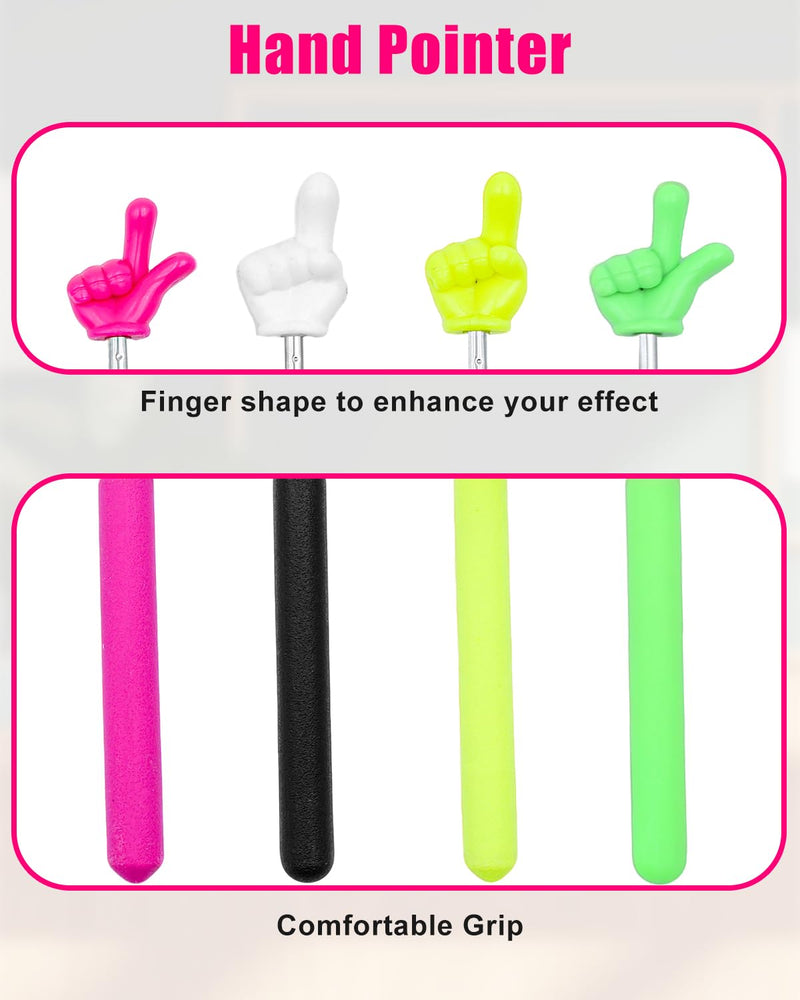 4Pcs Telescopic Teachers Pointer, Mini Pointer Finger Stick for Classroom, Retractable Hand Pointer for School Presentations(4 Colors)