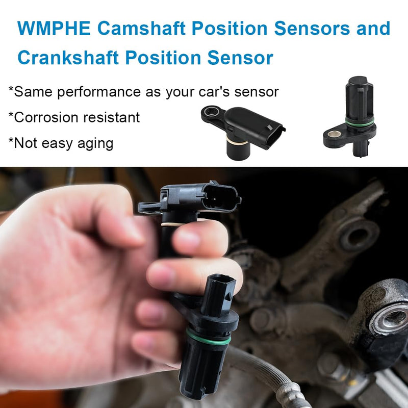 4 Pcs Camshaft Position Sensors & 1 Pcs Crankshaft Position Sensor Compatible with Chevy Equinox Impala Malibu Traverse GMC Acadia Terrain Cadillac Buick, Replacement for 12615371, 12615626