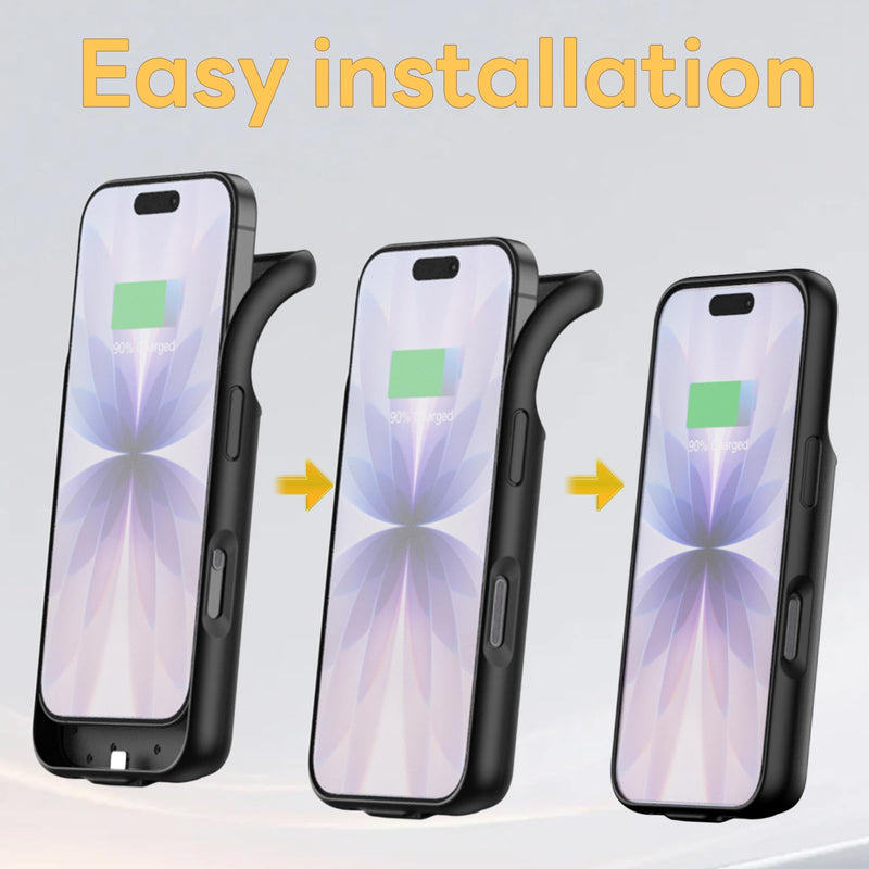Battery Case for iPhone 17(6.3 inch), 2026 Upgraded 7000mAh Ultra-Slim Charging Case Poratble Rechargeable Extended Charger Case Battery Pack with Tempered Glass Screen Protector Black