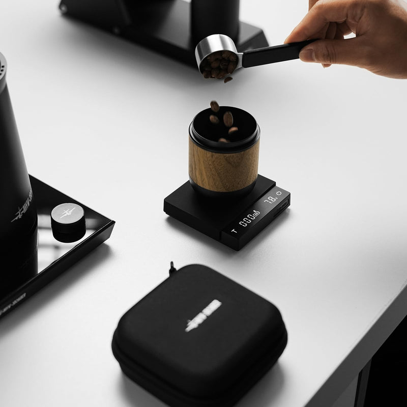 MHW-3BOMBER Super Mini Espresso Scale with Timer, Digital Coffee Scale with Espresso/Pour Over/Manual Mode, Rechargeable Coffee Bean Scale, Portable Scale with a Storage Bag for Outdoor Use,ES5788B Micro-3.35 in