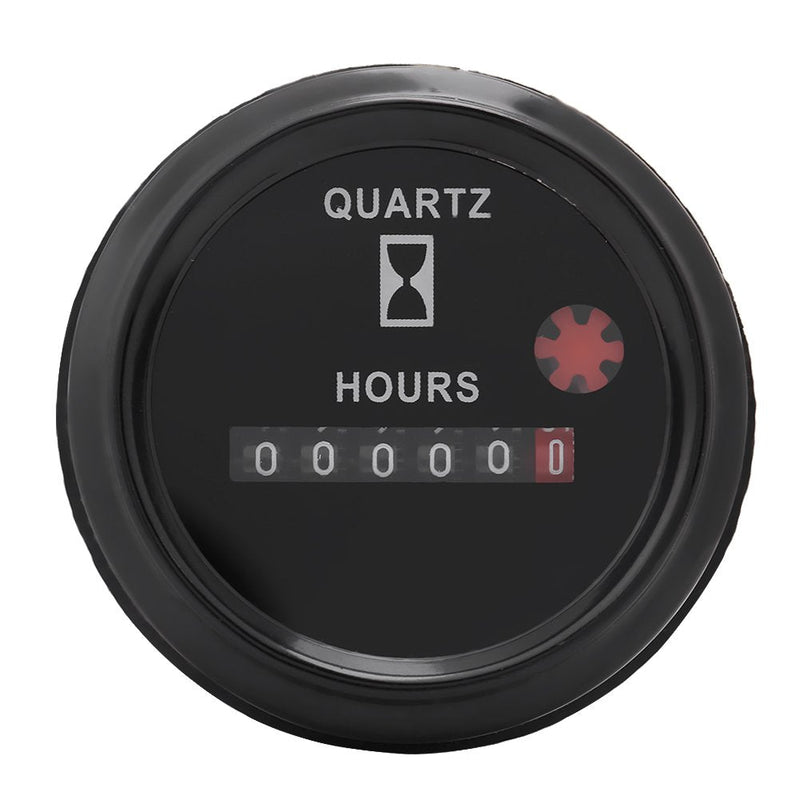 Quartz Hour Meter 12-36V DC AC with 6 Digital Display Accurate Round Hour Gauge Tester for Boat Car Truck Engine Precision Equipments