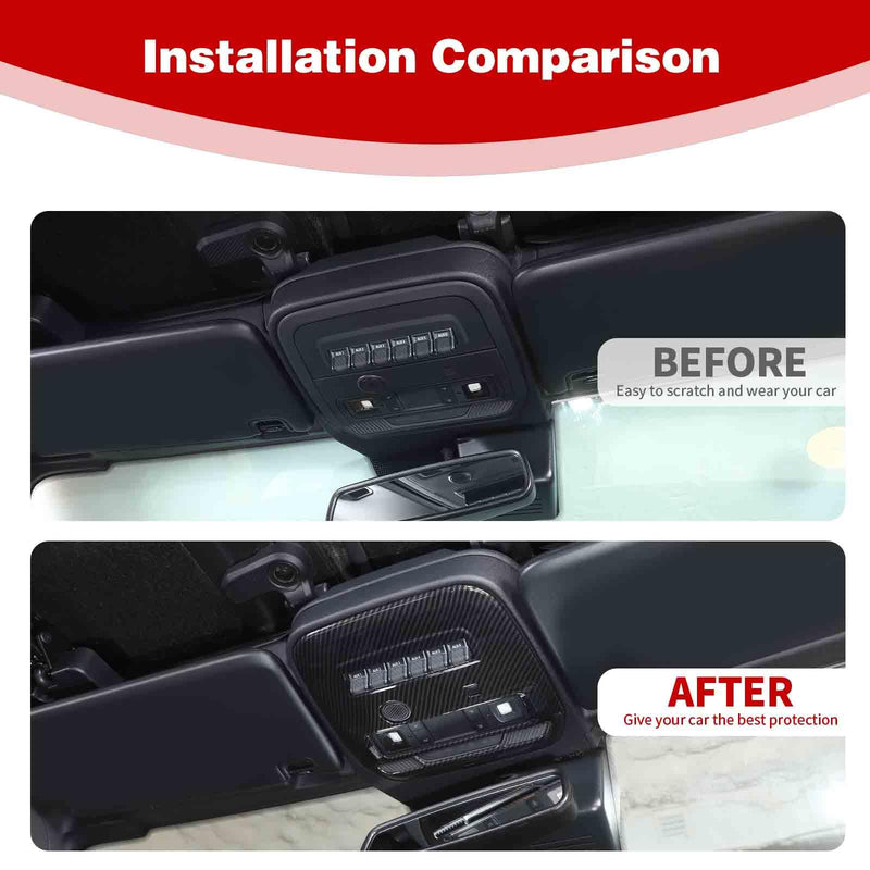 for Bronco Overhead Console Panel Map Light Trim Cover Compatible with Ford Bronco 2021 up Black Carbon Fiber Interior Accessories