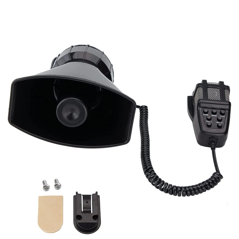 Car Siren 7 Tone PA System Vehicle Siren Horn Megaphone Speaker 12V 100W Emergency Sound Amplifier with Microphone Fire Ambulance Hooter Traffic Sound Black