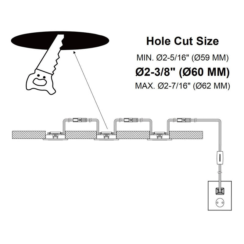 GETINLIGHT 2.75" Wide 2700K Swivel and Dimmable Wired LED Puck Lights Kit, Plug-in or Hardwired Installation, Recessed or Surface Mounted, White Finished, Set of 3, IN-0107-3 3-Pucks Kit