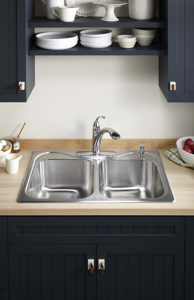 KOHLER 1895-C-CP Kitchen Sink Soap Dispenser with Contemporary Design, Store Liquid Soap, Dishwasher Liquid, or Hand Lotion, Polished Chrome, 16oz