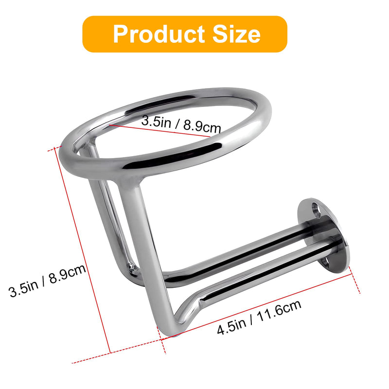 Boat Ring Cup Holder 304 Grade Stainless Steel Heavy Duty Ringlike Water Drink Holder for Marine Yacht Trucks Car (2PCS) 2