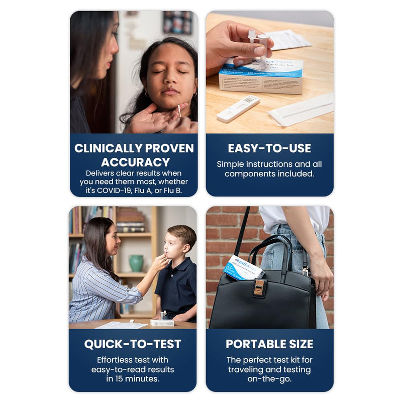 COVID & Flu Home Test by Flowflex Plus, Rapid Results in 15 Minutes, Trusted OTC COVID-19 & Flu A/B Testing Kit, FSA and HSA Eligible, Easy to Use & No Discomfort, 1 Pack 1 Test 1 Pack, 1 Test