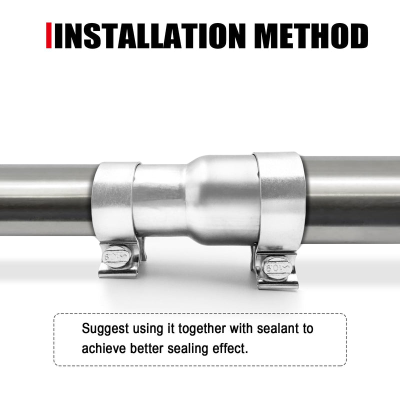 2.5 to 3 Inch Exhaust Adapter, 2.5" ID to 3" ID Exhaust Reducer Connector Pipe with Clamp 2.5" - 3" (6.3" OL)