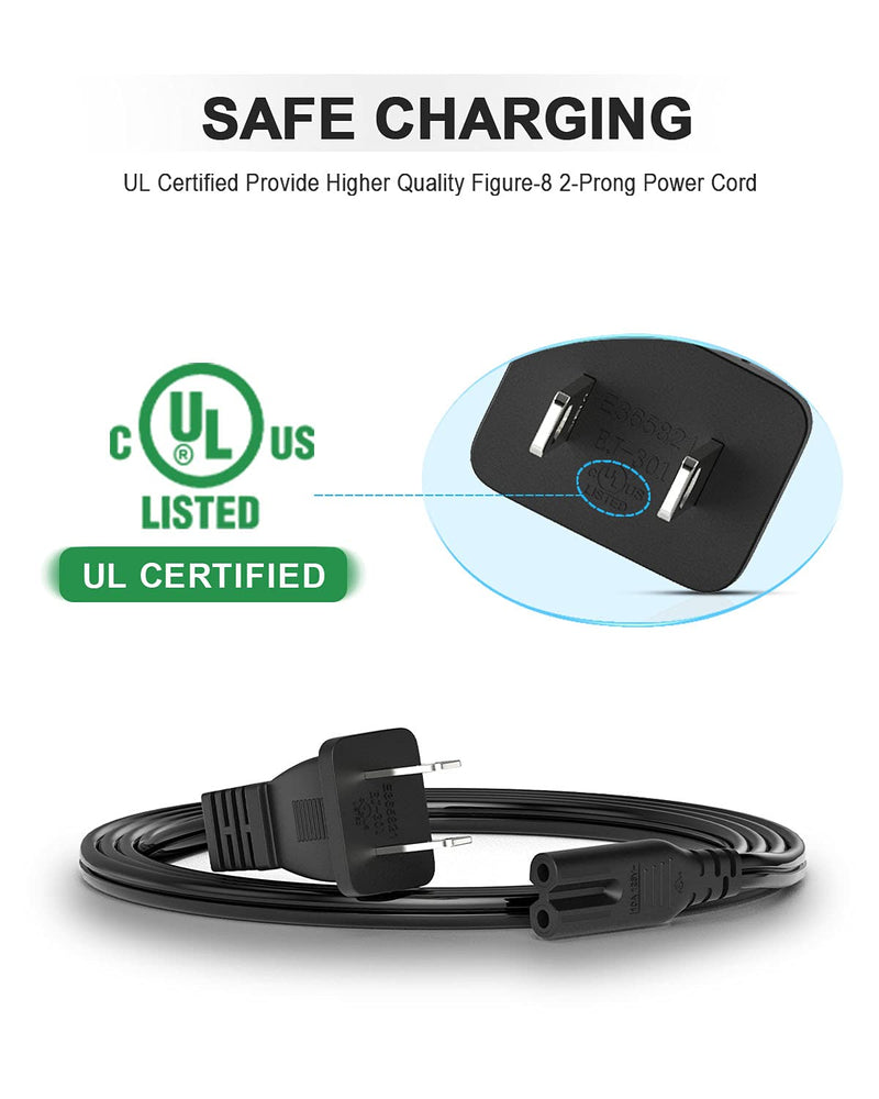 [UL Listed] 6ft Ac Power Cord for Ps5 Ps4 Ps3 Playstation 4 3 Slim Ac Power Cable