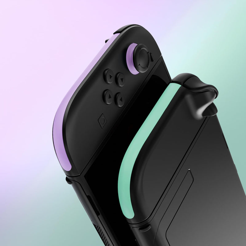 eXtremeRate Replacement Decorative Strips for Joycon 2, Custom DIY Decoration Strip Side Housing Trim Shell with Prying Stick for Nintendo Switch 2 Controller - Purple & Green