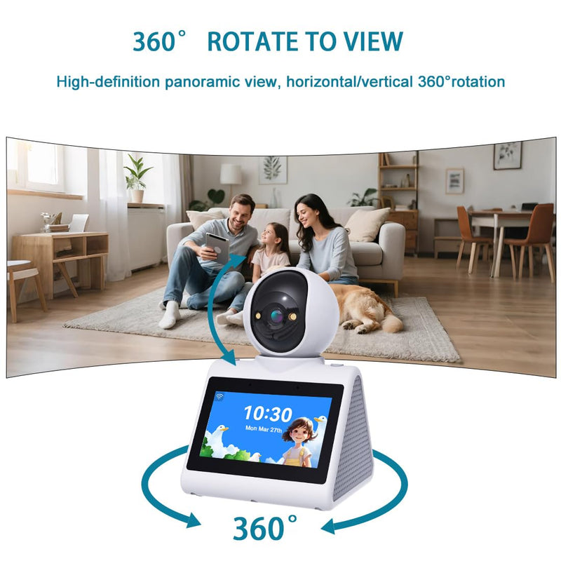 Two Way Video Camera,Indoor Home Security Cameras Baby Monitor Pet Dog Camera with Phone App,Motion for Elderly/Nanny/Pet/Dog/Baby,Audio Calling Device Pan Til,Motion Detection Button Dialing