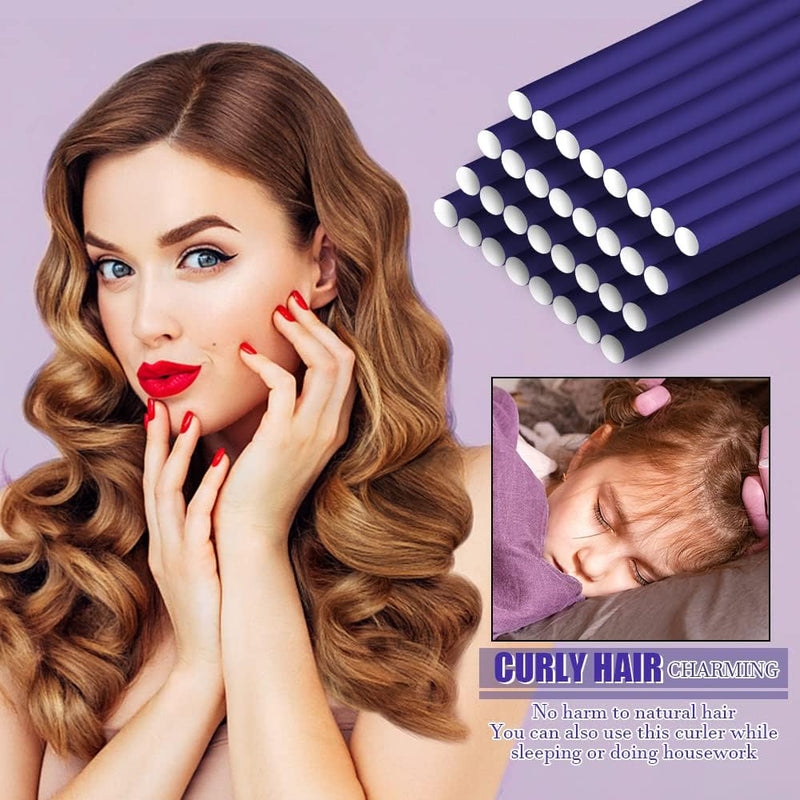 30 Pieces 24cm Large Bendy Rollers Kitsch Flexi Rods | Flexi Rods for Heatless Curls Healthy Hair Soft Foam Hair Rods