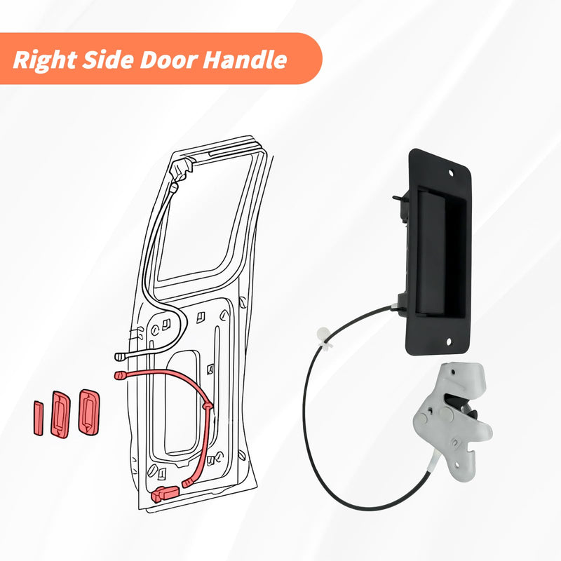 Lower Door Latch with Handle Assembly, Passenger Side, Compatible with 1992-2009 Ford E150 E250 E350 Econoline Van Super Duty, Left Hinged Door, 40% Replaces 6C2Z-15264A01-AA