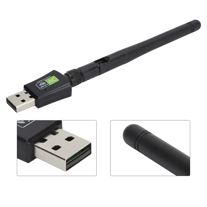 Generic USB WiFi Adapter Wireless Network Card 600Mbps 2.4Ghz 5Ghz Dual Band USB 2.0 Mini Portable for RTL8811CU Chip for Plug and Play with ABS Material Black