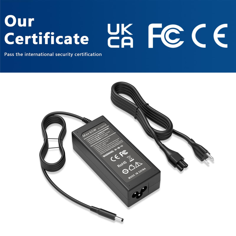 65W 4.5mm Tip Laptop Charger Compatible with Dell Inspiron 16 15 14 | For Dell Inspiron 15 3511 3520 3530 3535 3540 5559 5568 2-in-1, 16 5620 5630 5640 7640, 14 5420 5430 5490 2-in-1 AC Adapter