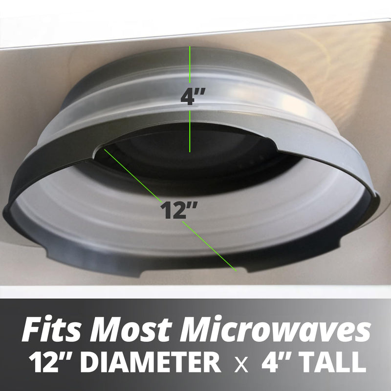 HOVER COVER Magnetic Microwave Splatter Cover with High Power, Strongest Magnetic Grip, Collapsible 12-Inch BPA-Free Food Lid, Vented Plate Guard, Dishwasher Safe, Space-Saving Storage - Black 1