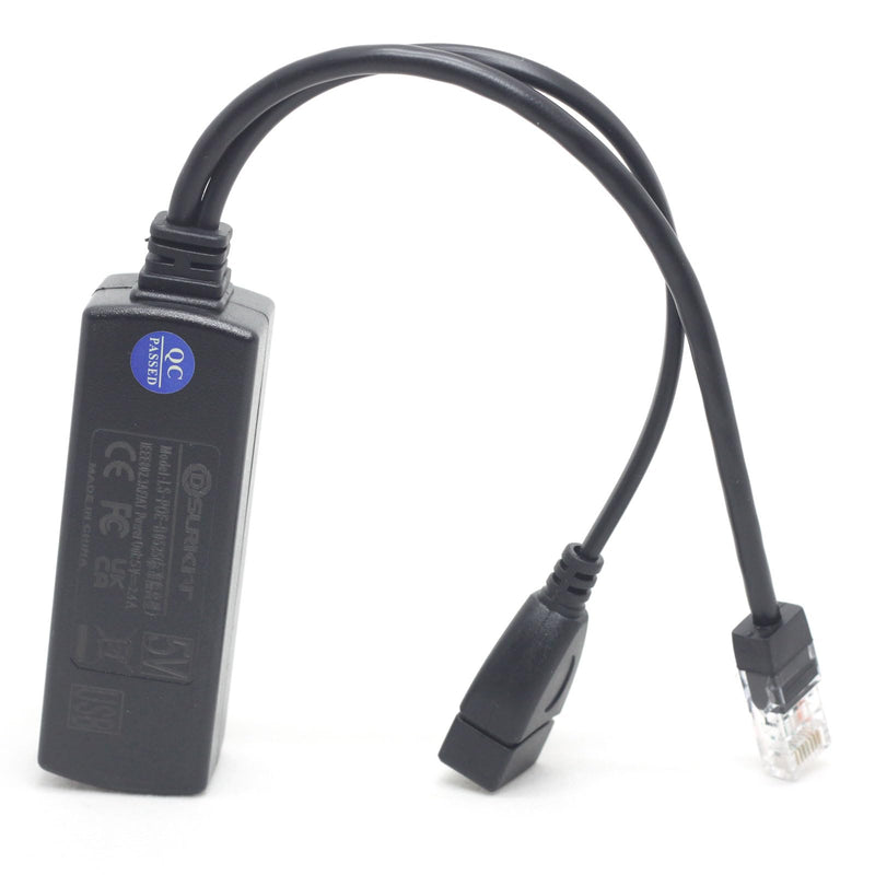 Active PoE Splitter 48V to 5V 2.4A USB Type A Female 802.3af Power Over Ethernet